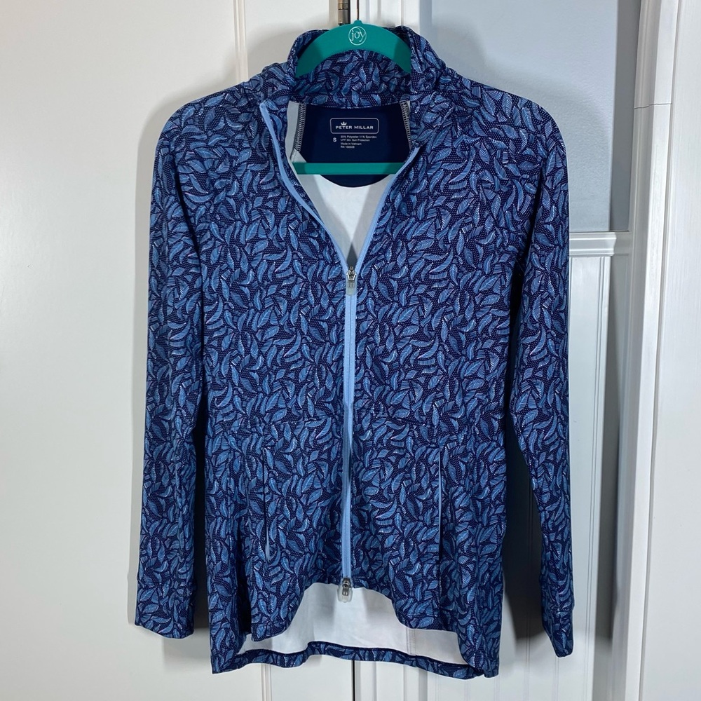 Peter Millar Wicking UPF 50+ sun protection full zip long sleeve‎ jacket navy